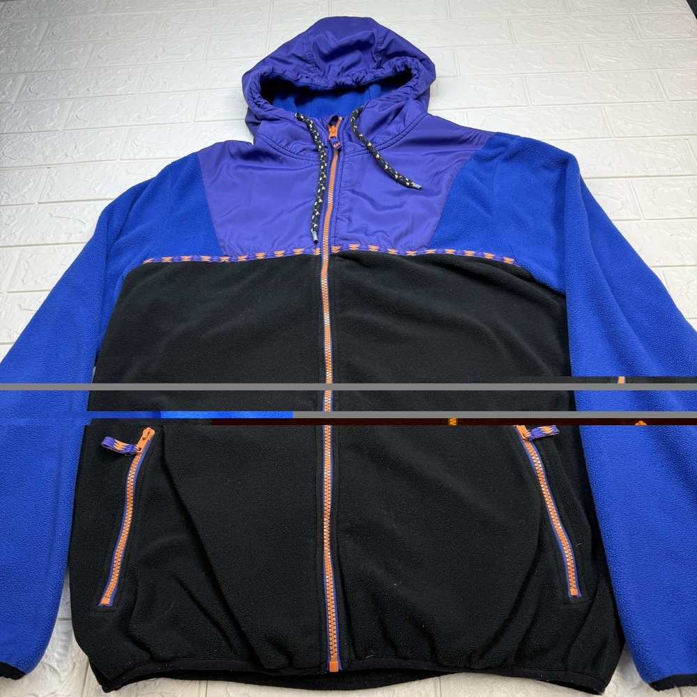 Empyre Jacket Mens Medium  Blue Black Fleece Hooded Windbreaker Full Zip Outdoor